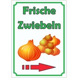 thumbnail of Werbeaufkleber Aufkleber Zwiebeln Hochkant mit Pfeil rechts A8 (52x74mm)