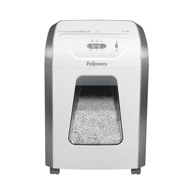 Fellowes Destructora trituradora de papel 15C, corte en partículas, destruye 15 hojas, papelera extraíble de 19L, Bloqueo de Seguridad, Color Blanco