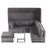 thumbnail of Merax Gartenlounge-SetRattan Sonneninsel Sitzgruppe, Sofa mit Sonnendach, Outdoor Gartenmöbel, Terrassenmöbel, wetterfest - grau
