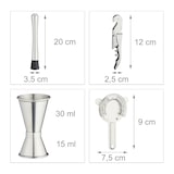 thumbnail of Relaxdays Cocktail Set, 16-tlg. Barset mit Ständer, Shaker, Barmaß, Barlöffel, Zange, Edelstahl & Bambus, silber/natur