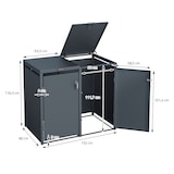 thumbnail of ML-Design Mülltonnenbox 2er für 2 Tonnen 240L 132x80x116,3 cm, Anthrazit, Stahl, wetterfest, Abschließbare Mülltonnenverkleidung mit Klappdeckel/2