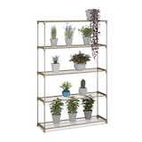 thumbnail of Relaxdays Blumenregal, HxBxT: 140 x 91 x 28 cm, 5 Ablagen, Stecksystem, Metall & Kunststoff, Gewächshaus Regal, braun