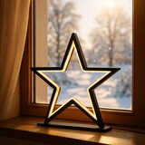 thumbnail of LED Metallstern schwarz 34 cm mit 70 warmweißen LEDs für Innen