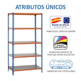 thumbnail of SimonRack Rayonnage métallique, 2000x1000x500 mm, 5 niveaux, tablette métallique, 180 kg au point de flexion, Bleu/Orange/Galvanisé - Simonclick
