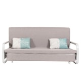 thumbnail of Schlafsofa HWC-M83, Schlafcouch Couch Sofa, Schlaffunktion Bettkasten Liegefläche, 190x185cm ~ Stoff/Textil hellgrau