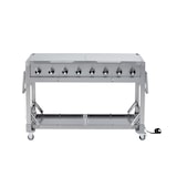 thumbnail of METRO PROFESSIONAL Barbacoa de gas con 8 quemadores, acero inoxidable, 260 x 65 x 108 cm, plegable, con 4 ruedas, con funda protectora,  plateado