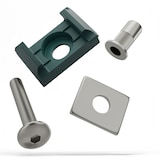 thumbnail of 10 Stück Grün 6005 Befestigungsset für Doppelstabmatten V2A Edelstahl - flache Klemmplatte und universal Halter M8