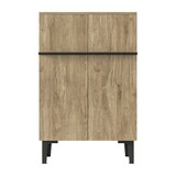thumbnail of Schuhschrank 60x35x95 cm Holzfarbe+Schwarz mit Doppeltüren und verstellbaren Einlegeböden, platzsparender Stauraum für Flur und Eingangsbereich