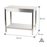 thumbnail of Gasfrit Mesa de trabajo de acero inoxidable industrial central  600 x 600 x 850 mm