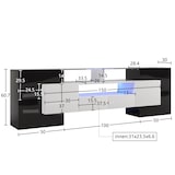 thumbnail of Merax Lowboard mit LED-Beleuchtung und Glasplatte, TV-Schrank mit hochglänzenden Korpus, Holzoptik, Breite 200 cm, Modern | Schwarz | Weiß