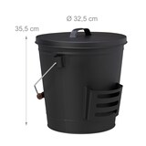 thumbnail of Relaxdays Ascheeimer mit Deckel und Schaufel, Stahl, Kohleeimer mit Henkel, 19 L, Ascheschaufel Kamin & Grill, schwarz