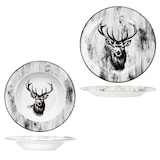 thumbnail of 12tlg Tafelservice Alois Porzellan 6 Personen Speiseteller Suppenteller Hirsch