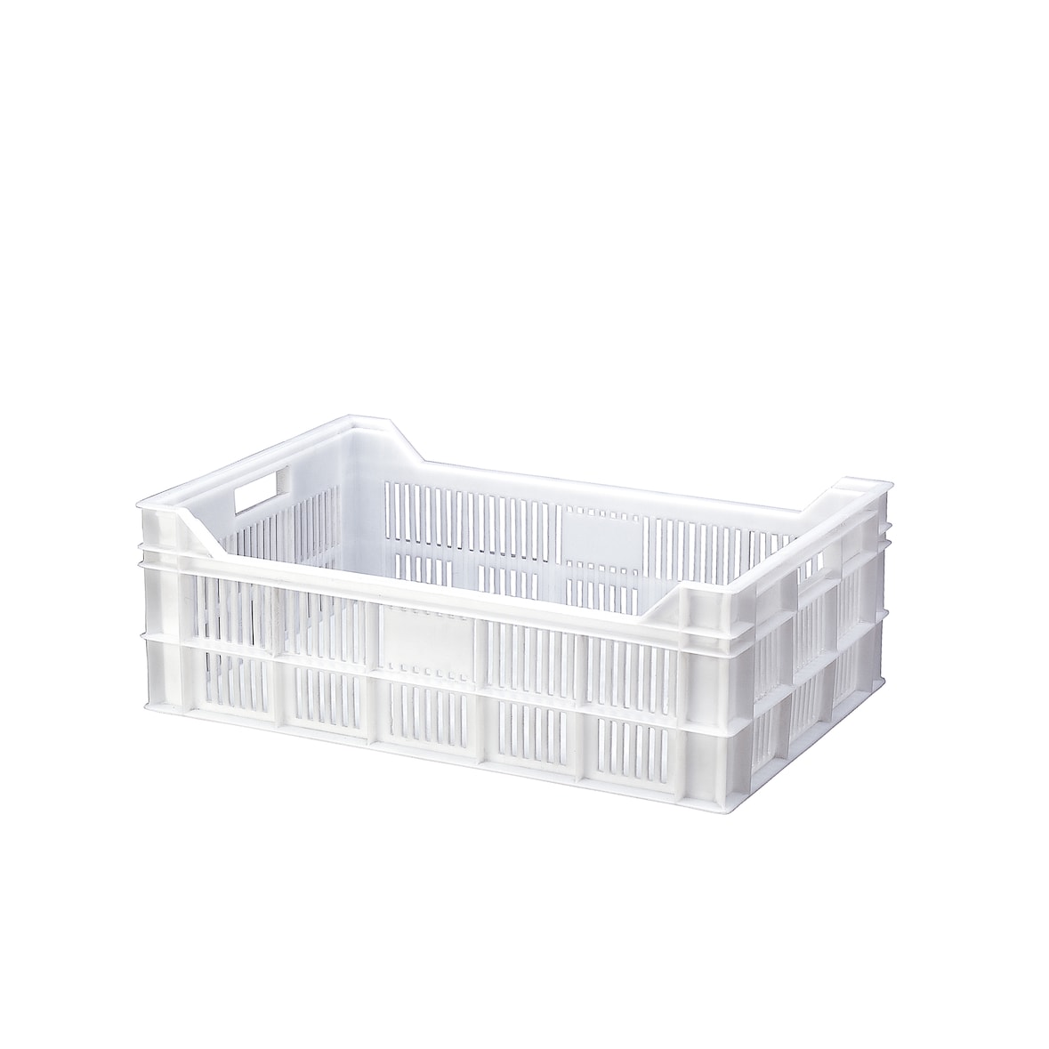 Bac en plastique ajouré aux normes européennes 600 x 400 x 208 mm | Caisse industrielle ajourée NE 6421 Blanc | DENOX