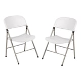 thumbnail of Bolero klapstoelen van kunststof en staal in wit, 2 stuks