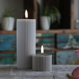 thumbnail of LED Kerze Thea Uyuni mit Rillen Timer bis 400Std. D: 5,8cm H:15,2cm gerillt sand