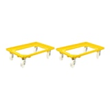 thumbnail of PROREGAL Transportroller Kistenroller Logistikroller mit Kunststoffräder gelb | HxBxT 15x60,7x40,7cm | Offen | 2 Lenkrollen & 2 Bremsrollen | 2 Stück