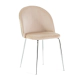 thumbnail of Lot de 2 chaises en velours décoratif d’intérieur, pieds en métal, design élégant pour cuisine, salle à manger, bar ou restaurant – Sara –Crème/Argent
