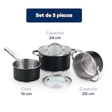 thumbnail of BERGNER - Set di pentole in acciaio inox da 5 pezzi (16/18/20cm) adatte alla cottura a induzione, con un set di 2 utensili da cucina di EXCALIBUR