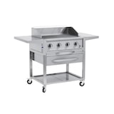 thumbnail of METRO PROFESSIONAL 4-branders gasbarbecue met grillplaat, grilloppervlak 49 x 76 cm, zijtafel, verrijdbaar, staal, zilver