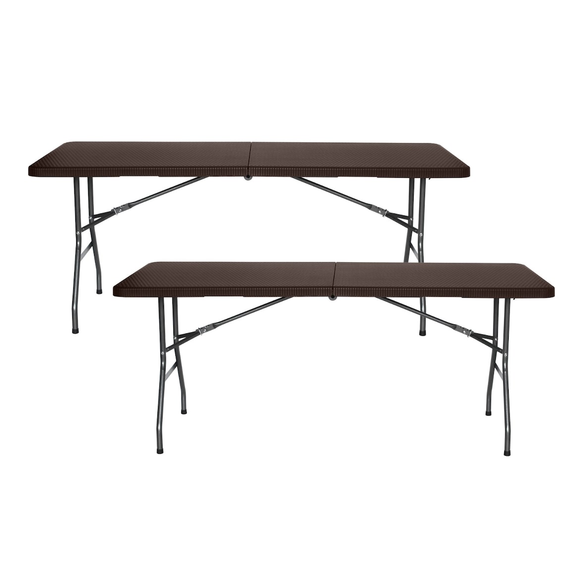 Pack 2 Mesas Plegables Rectangulares para Catering Efecto Ratán 180x74cm Thinia Home