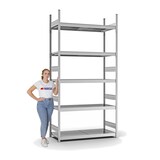 thumbnail of PROREGAL Weitspannregal Stecksystem T-Profil | HxBxT 300x150x50cm | 5 Ebenen | Stahlplatten-Fachboden | Fachlast 350kg | Verzinkt | Lagerregal