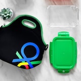 thumbnail of Benetton - 4er-Set rechteckige luftdichte Behälter 840 ml Borosilikat grüner Deckel Regenbogen Be