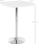 thumbnail of Stehtisch höhenverstellbar Weiß 60x60x92 cm quadratisch MDF Tischplatte Stahlgestell mit rutschfesten Gummifüßen modern für Küche Balkon