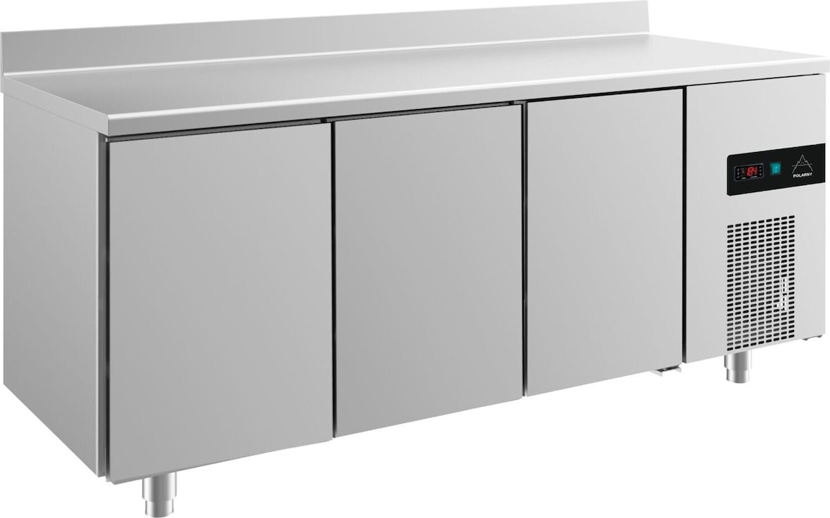 Gastro Edelstahl Kühltisch Umluftkühlung 3 Türen  Aufkantung,1865x700x850mm -2/+8°C 474L