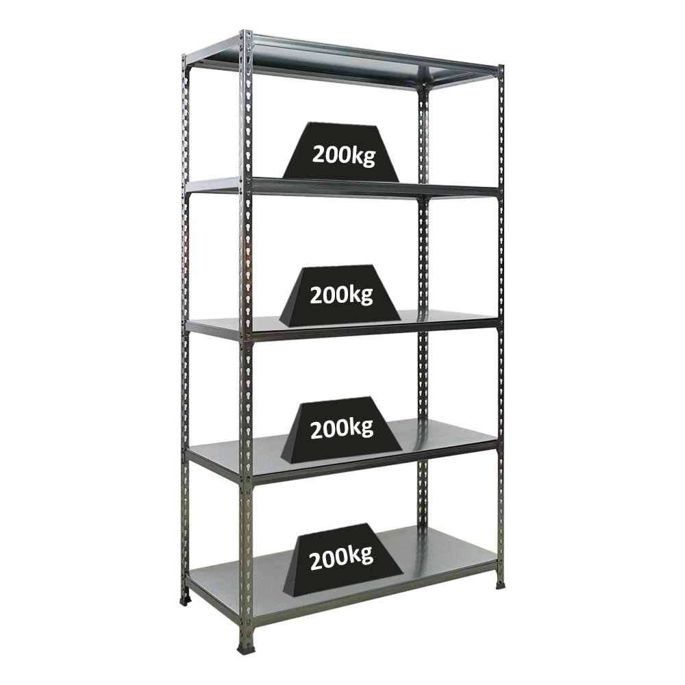 PROREGAL Étagère charge lourde BIG METAL SHARK | HxLxP 200x110x50cm | 200kg par niveau | Galvanisé