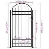 thumbnail of vidaXL Zauntor mit gewölbter Spitze und 2 Pfosten 105x204 cm Schwarz