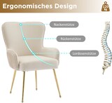 thumbnail of Esszimmerstuhl 4er Set Samt Beige+Gold mit Armlehnen, Lendenstütze und verstellbaren Metallfüßen – Komfortabel und elegant, 83x57x53 cm