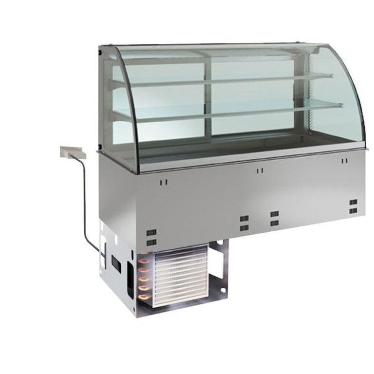 Einbau-Kühlvitrine KBS 1125x700x1190 mm GN 3/1 luftgekühlt mit Glasaufsatz 230 V