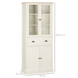 thumbnail of HOMCOM alacena de cocina aparador de comedor con 2 puertas de vidrio 1 cajón y baldas ajustables mueble auxiliar de cocina para salón 76x40x182,5 cm