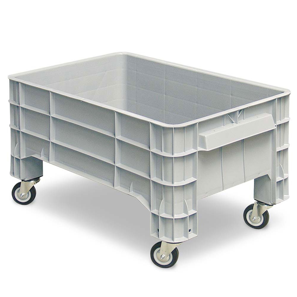 Palettenbox mit 4 Rollen, LxBxH 1030x630x560 mm, 150 l, Boden/Wände geschlossen