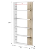 thumbnail of Libreria soggiorno Lugo 5 ripiani, colore bianco/rovere, 180 cm altezza