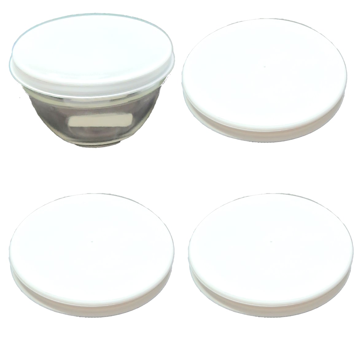4 Stück Deckel Ø 23,5 cm in weiß passend für Ø 23 cm Melamin- Salat- und Glasschüssel