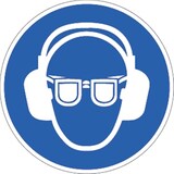 thumbnail of Schild Gehörschutz und Augenschutz benutzen, Kunststoff, Ø 200 mm