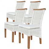 thumbnail of Esszimmer Stühle Set Rattanstühle Perth 4 Stück weiß Esstisch Stühle Korbstühle nachhaltig : mit Sitzkissen
