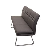 thumbnail of Sitzbank | HxBxT 90x160x59cm | Sitzhöhe 49cm | Rückenlehne Stoff/Textil Edelstahl gebürstet | Grau-Braun 160cm | Esszimmerbank Bank Polsterbank