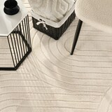 thumbnail of Teppich Kurzflor waschbar Struktur Wohnzimmer schmutzabweisend Creme Rechteckig 120x160 | 100% Polyester | Florhöhe: 12 mm