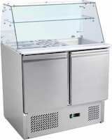 thumbnail of Gastro Kühltisch Saladette Edelstahl | Glasaufsatz | 213 L | 2 Türen | Kühltheke