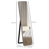 thumbnail of Espejo de pie cuerpo entero rectangular espejo de pared con 2 formas de uso marco de madera de pino moderno para pasillo dormitorio 37x43x156 cm negro