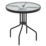 thumbnail of Helloshop26 - Table de jardin ronde 70 cm avec trou pour parasol design moderne en métal noir verre trempé 20_0013995