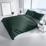 thumbnail of Baumwolle Bettwäsche Biber 135x200 cm Feinbiber Grün Anthrazit Wendeseite Uni Set