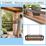 thumbnail of Prateleira FLOWERS suspensa no teto CASTANHO comprimento 55 cm com correntes para flores suporte de vidro vertical para jardim bar cozinha por Yelloo