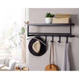 thumbnail of Wandgarderobe aus lackiertem Stahl, Schwarz, 5 Haken, Kleiderstange. 70x20x20 cm | Kadima Design