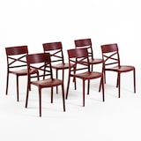thumbnail of Set 6 Chaises en polypropylène avec fibre de verre empilables pour extérieur et jardin, bar et restaurant, cuisine design moderne - MARTINA - Merlot