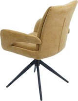 thumbnail of Esszimmerstuhl HWC-O78, Küchenstuhl Stuhl, drehbar Auto-Return, Stoff/Textil Chenille (310g/m²) Öko-Tex ~ senfgelb