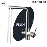 thumbnail of KLARWERK® Felix | 4-Wege Niederdruck Filter Armatur Edelstahl Silber | 4 Anschlüsse 3-Wege Wasserhahn Boiler Küche | Osmose Mischbatterie NSF geprüft