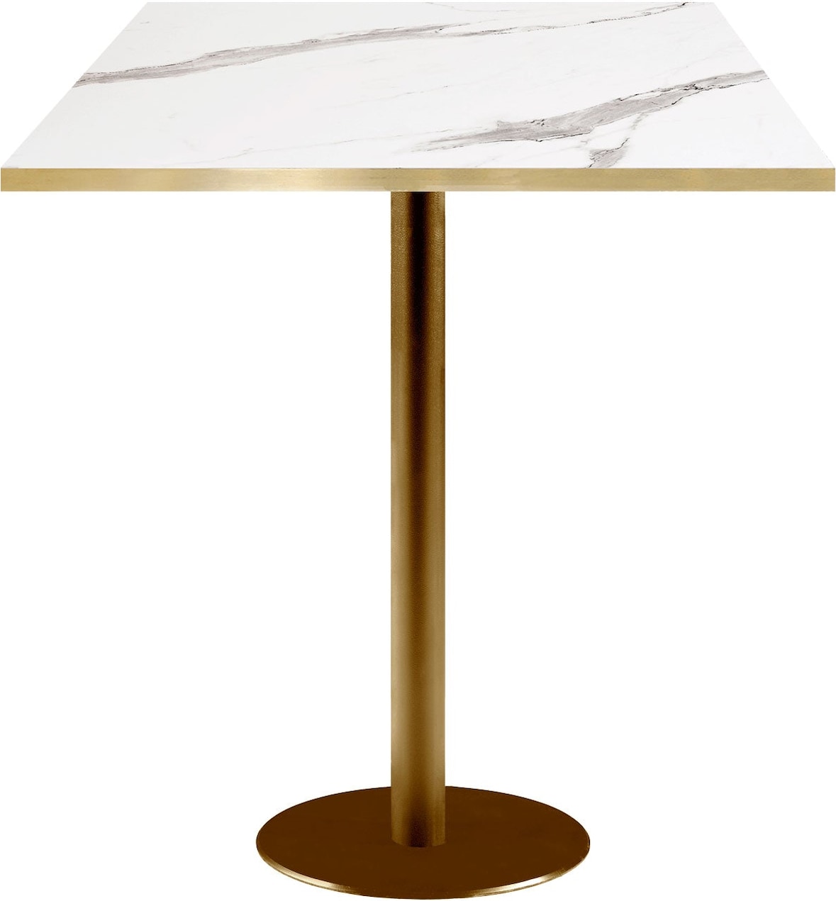 RestooTab - Tavolo alto Rome dorato 70x70cm laminato marmo bianco canti ...
